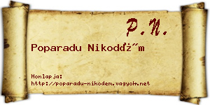 Poparadu Nikodém névjegykártya